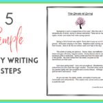 A sample 5-paragraph essay is on display advertising 5 simple essay writing steps for how to teach it.
