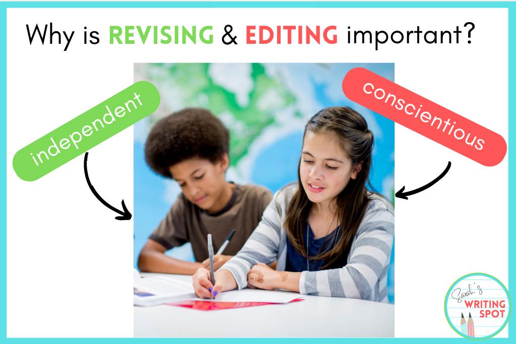 Two students independent and conscientious students are revising and editing writing to show that it is important to the Writing Process.