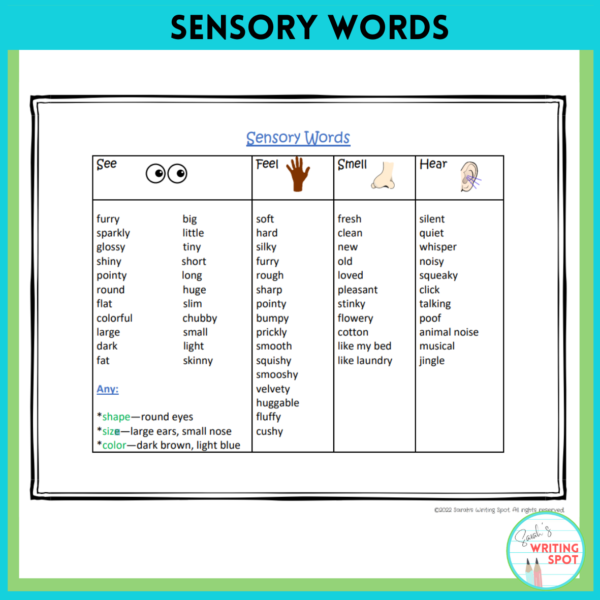 Using a sensory chart is useful when writing a descriptive paragraph example for students