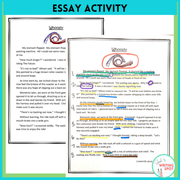 An example narrative essay can be analyzed in different colors to better understand its composition