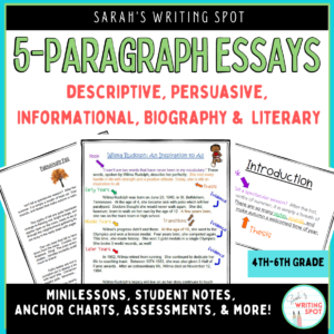 This product contains examples of a 5-paragraph essay and 2-week writing units.