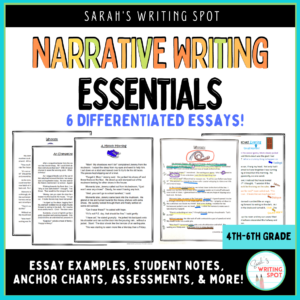 Personal narrative essay examples with 2-week writing units are included in this bundle