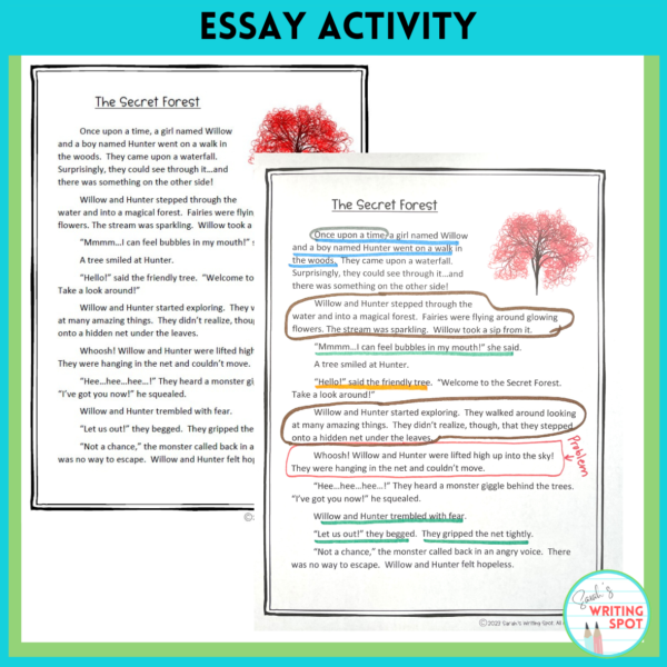 Two examples of narrative essay writing are included in this product