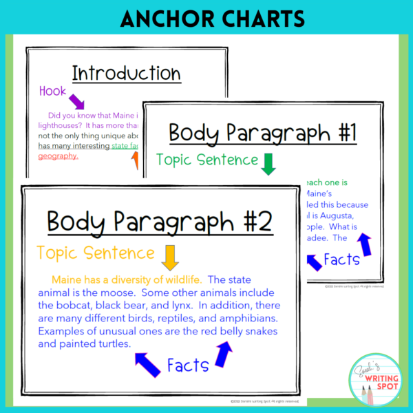 The question "what are expository essays?" is answered in this image of anchor charts