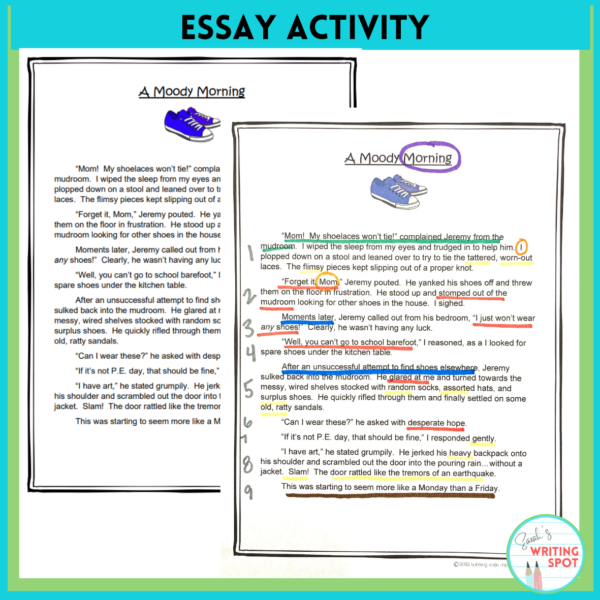 Writing personal narrative stories can be introduced by analyzing example essays
